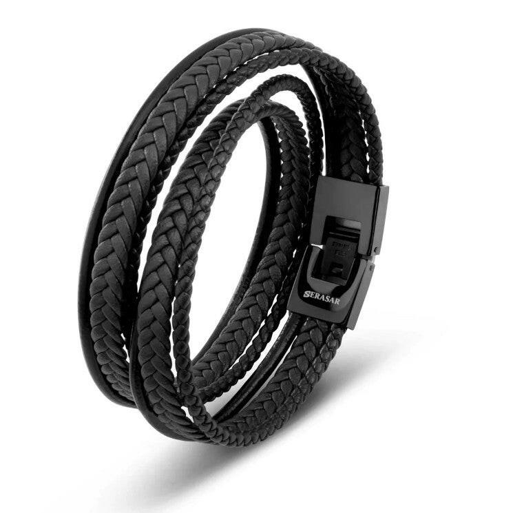 Leather bracelet “wrap” - Black