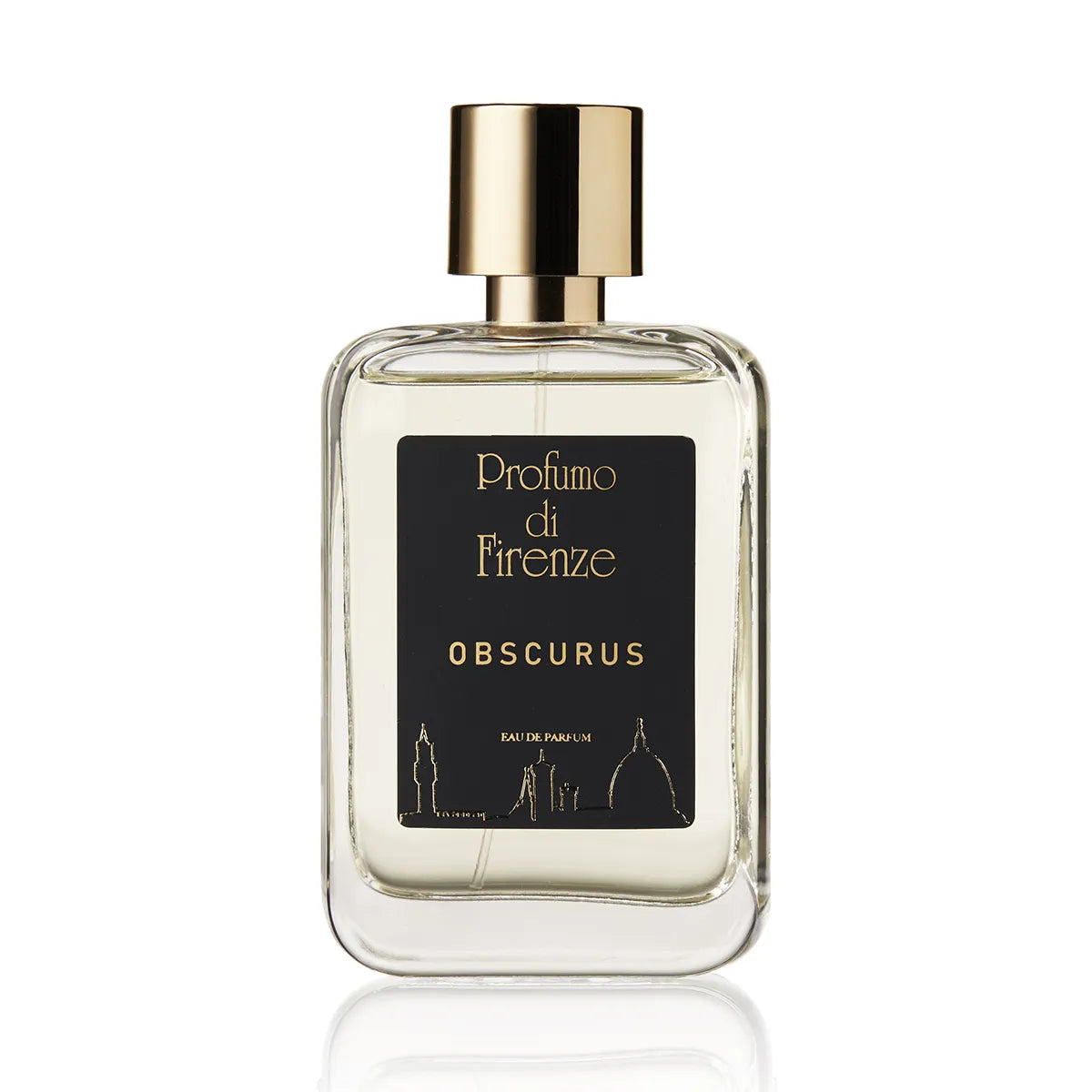 Perfume bottle labeled 'Profumo di Firenze Obscurus' on a white background