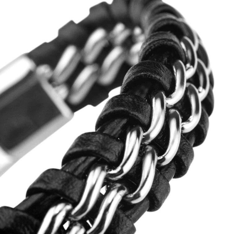 Leather Bracelet "Steel" Silver
