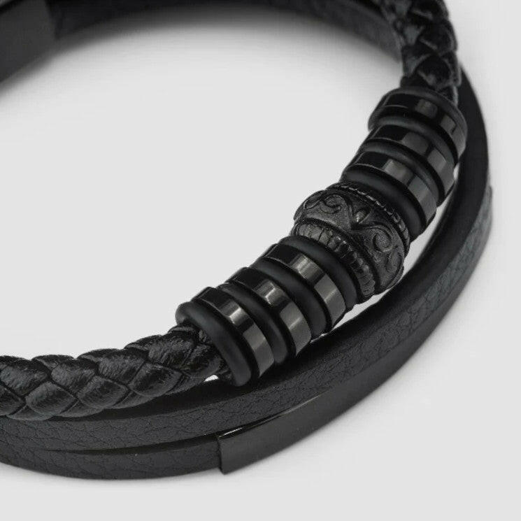 Leather Bracelet "Shine" Black