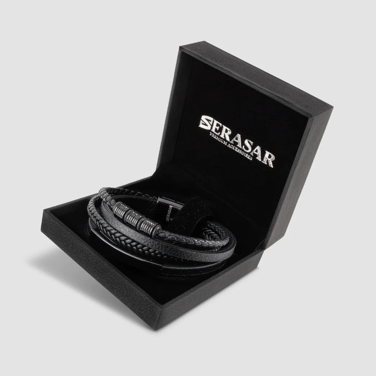 Leather bracelet “Brave” - Black