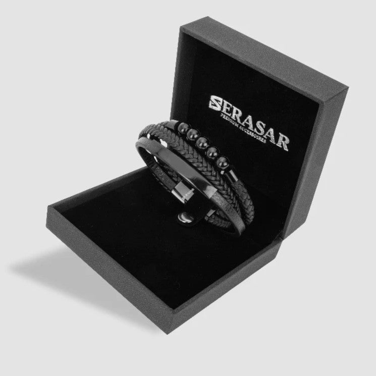 Leather bracelet “Pearl” - Black