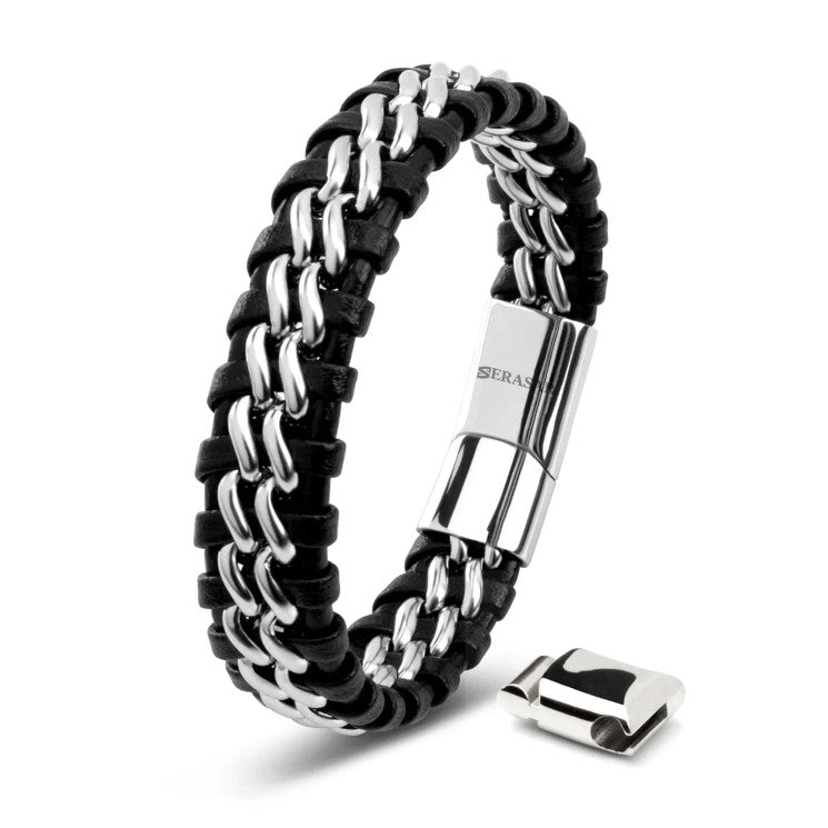 Leather Bracelet "Steel" Silver