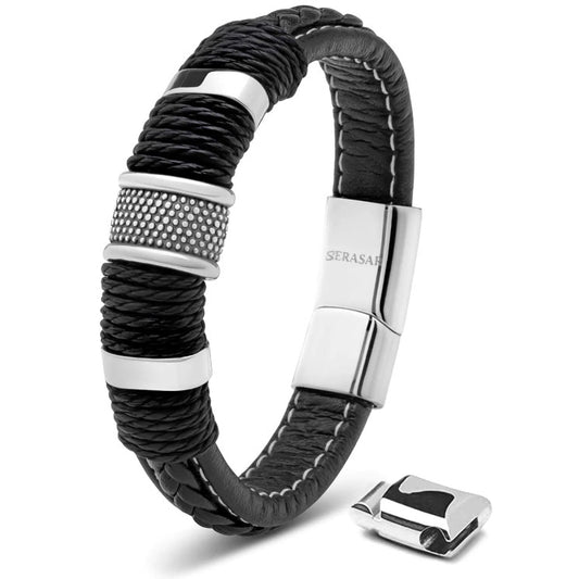 Leather Bracelet "Ring" Silver