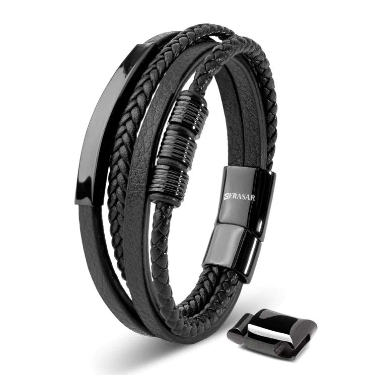 Leather bracelet “Brave” - Black