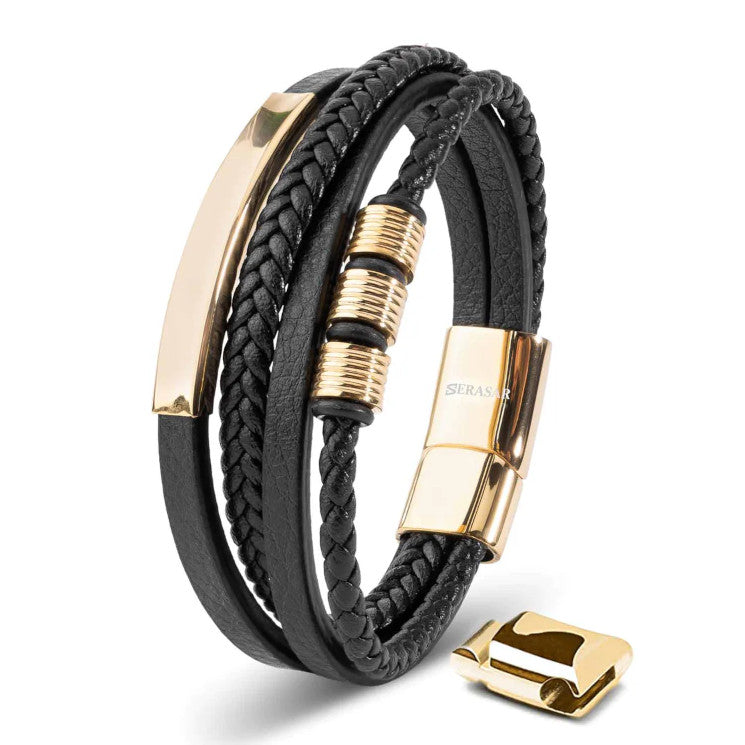 Leather bracelet “Brave” - Gold
