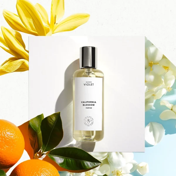Maison Violet California Blossom perfume bottle on a white background -by Maison Violet-hallburg AE