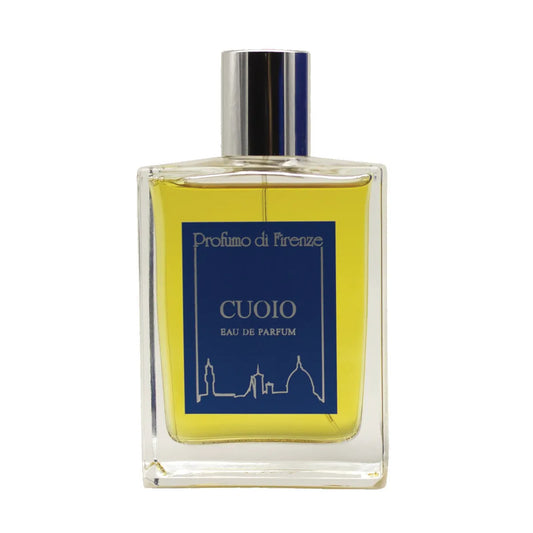 Perfume bottle labeled 'Cuoio' by Profumo di Firenze on a white background