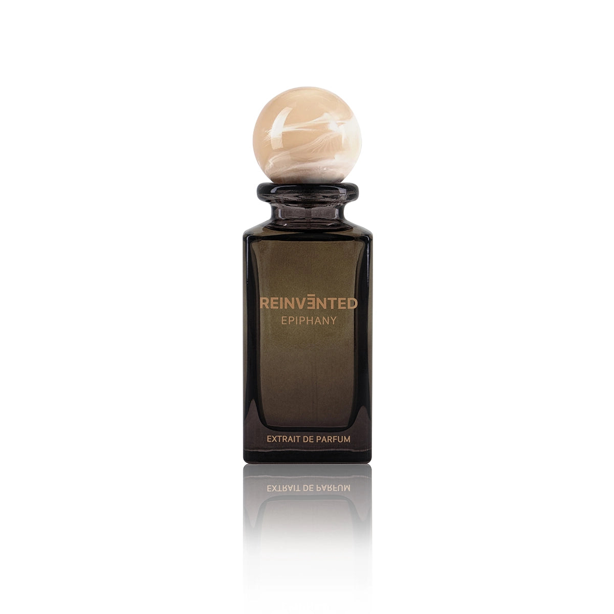 Reinvented Epiphany Extrait de Parfum bottle with beige marble cap luxury niche fragrance
