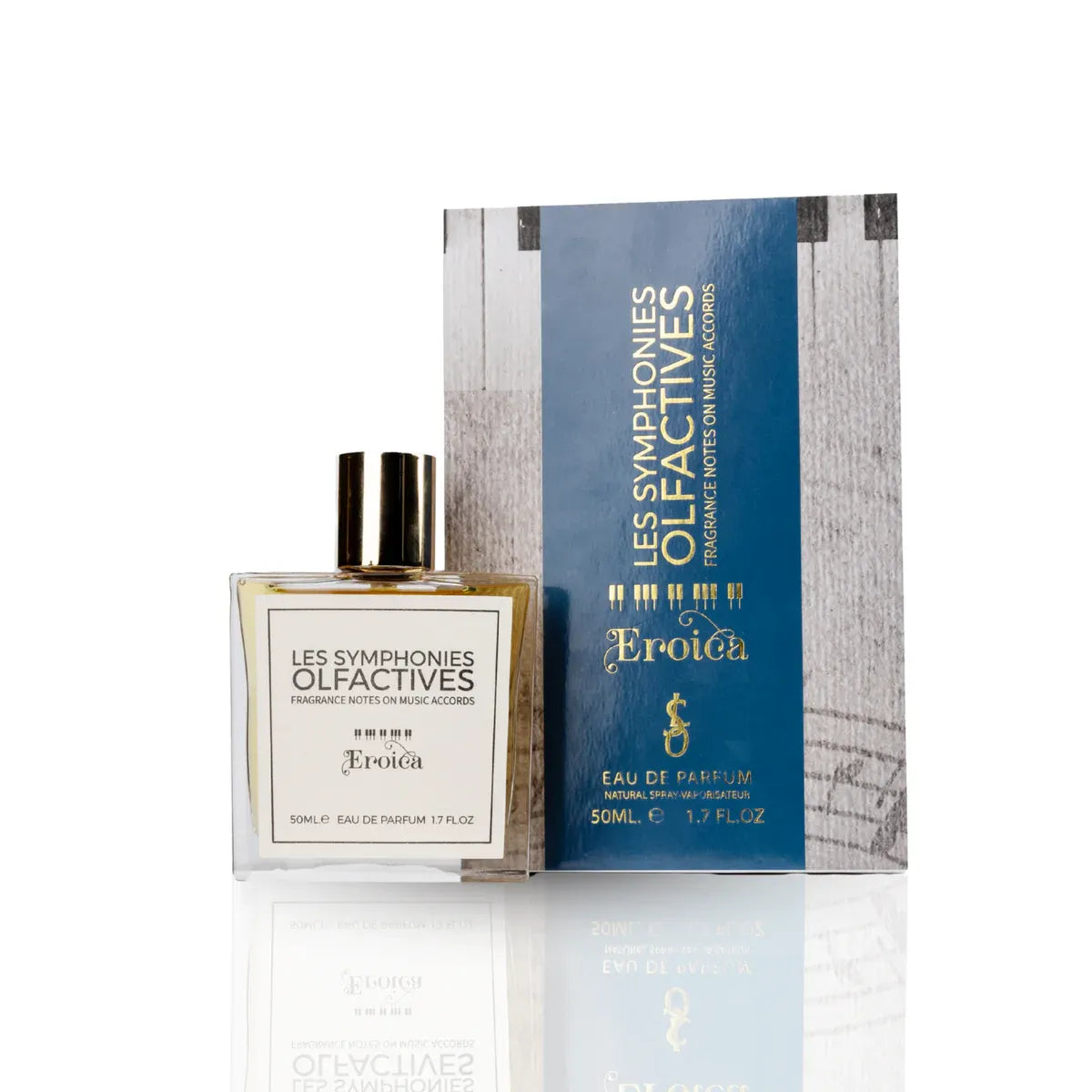 Eroica Les Symphonies Olfactives Eau de Parfum 50ML bottle with blue music-themed box and gold lettering