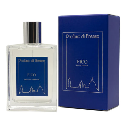 Perfume bottle and packaging of Profumo di Firenze FICO on a white background