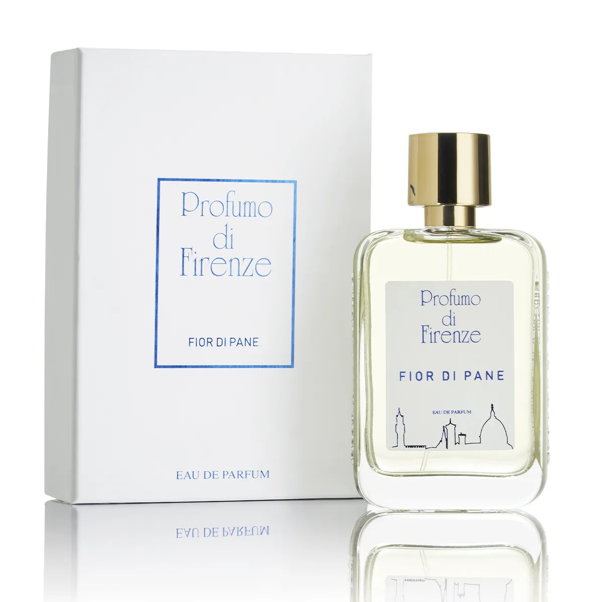 Perfume bottle and packaging of Profumo di Firenze Fior di Pane on a white background