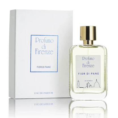 Perfume bottle and packaging of Profumo di Firenze Fior di Pane on a white background