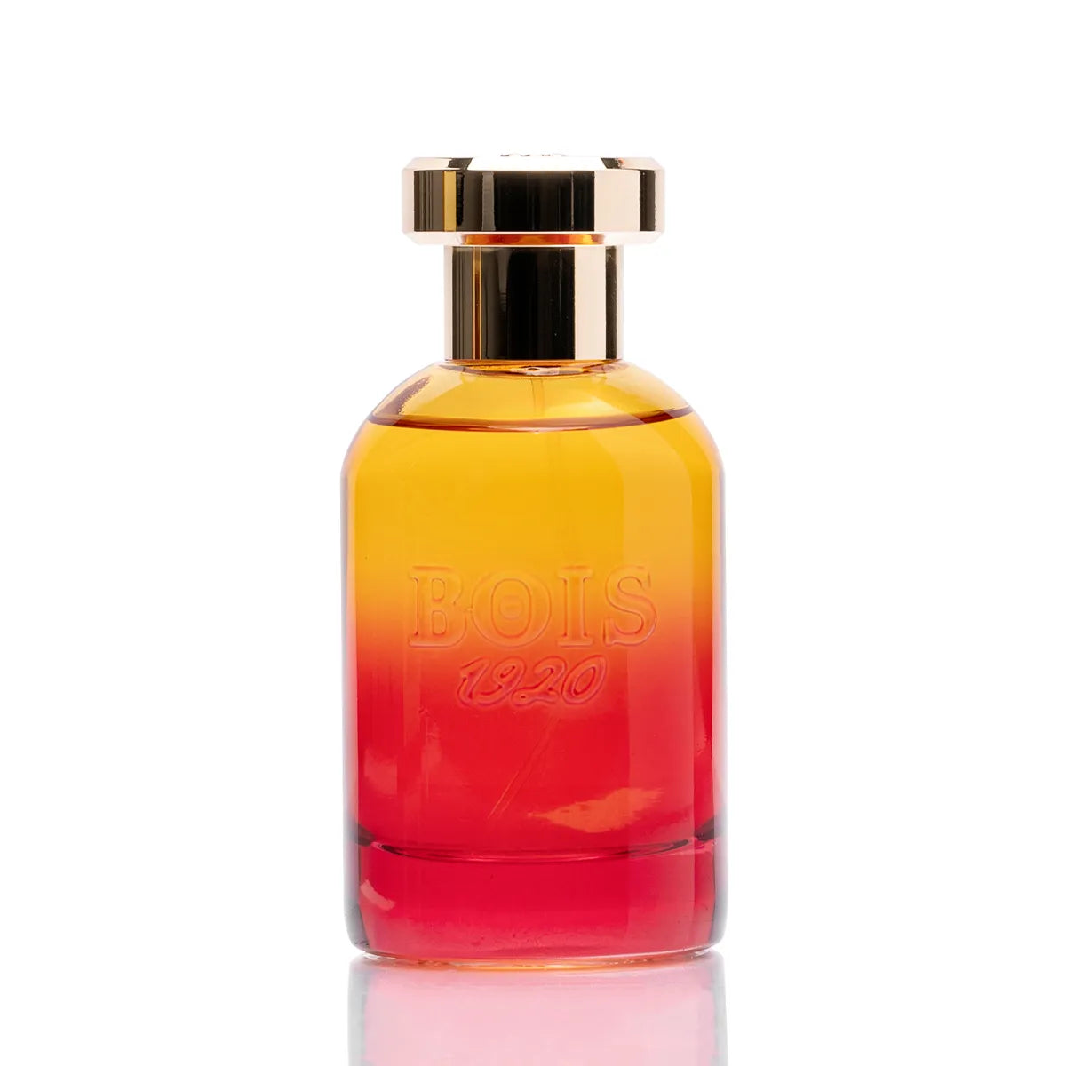 Gioco all’Alba perfume by Bois 1920 with amber and red gradient glass bottle and gold cap