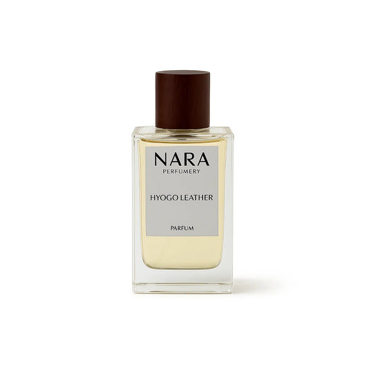 NARA Perfumery Hyogo Leather perfume bottle on a white background