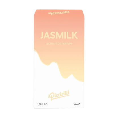 Jasmilk Extrait de Parfum 30ml by iPiccirilli fragrance box with soft peach gradient packaging design