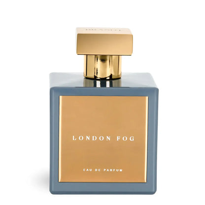 London Fog Eau de Parfum by House of Brandt square blue perfume bottle with gold cap and metallic gold label luxury fragrance product image
