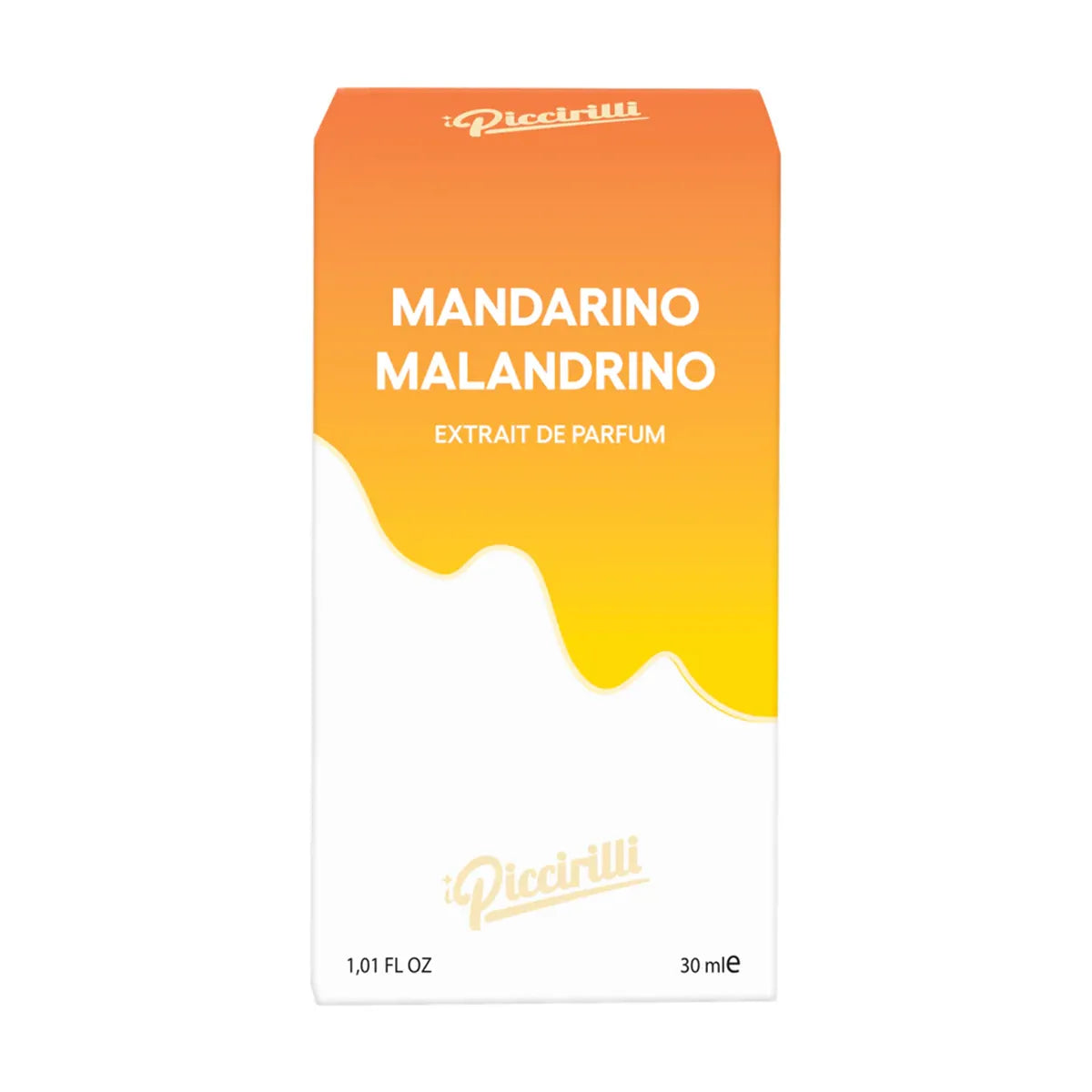 Parfum packaging with orange and yellow gradient on a white background