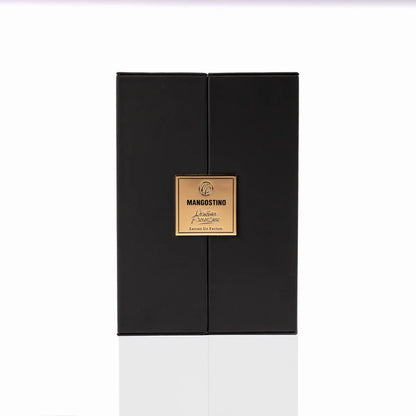 Christian Provenzano Mangostino Extrait de Parfum luxury black presentation box with gold label centerpiece
