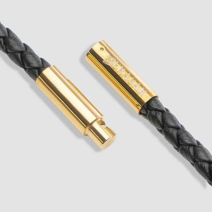 Leather Necklace With Pendant “Solid” - Gold