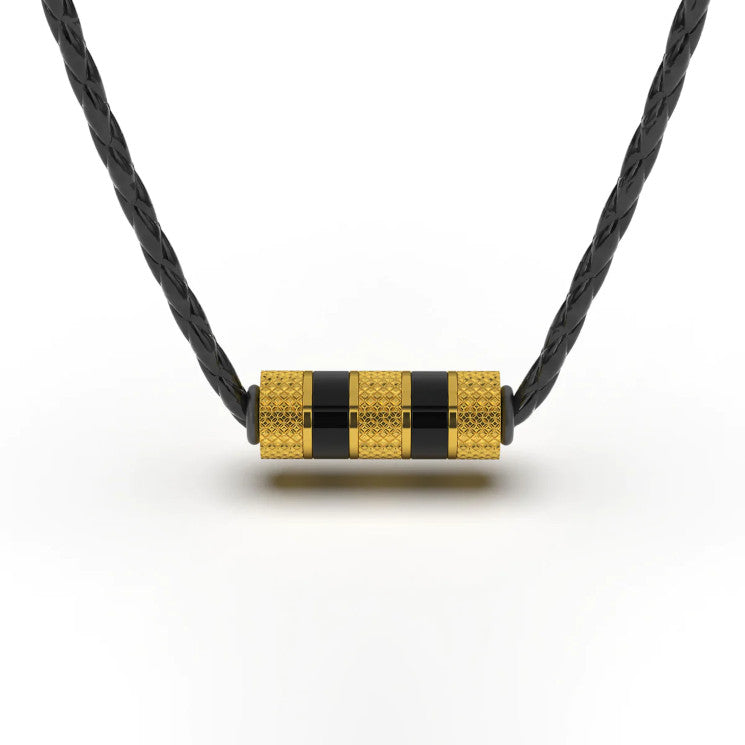 Leather Necklace With Pendant “Solid” - Gold