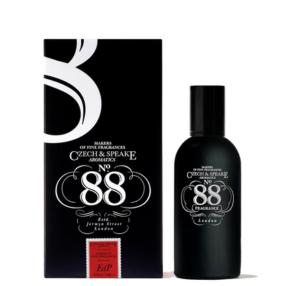 Czech & Speake No. 88 Fragrance London perfume bottle with original black packaging box, classic British luxury fragrance from Jermyn Street London