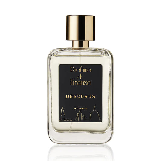 Perfume bottle labeled 'Profumo di Firenze Obscurus' on a white background
