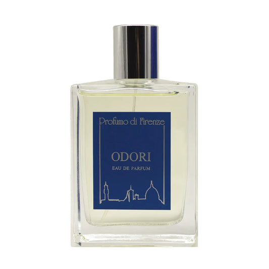 Perfume bottle labeled 'ODORI' by Profumo di Firenze on a white background