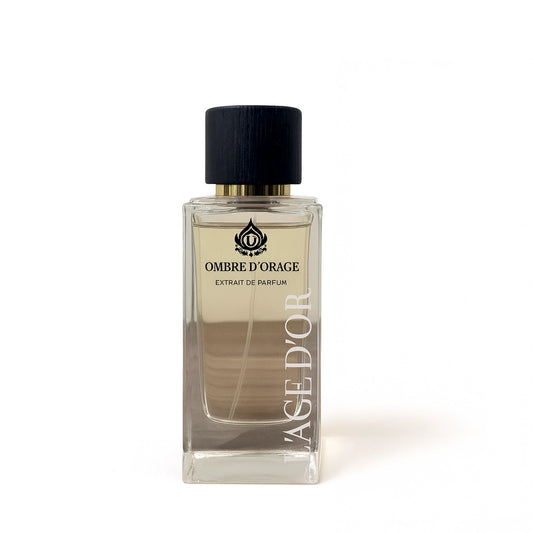 Ombre d’Orage by L’Âge d’Or Extrait de Parfum bottle with black cap on white background
