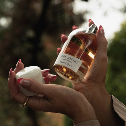 Pillow Talk by Side Story – A powdery-spicy fragrance available at Hallburg.ae.