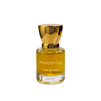 Pineapple Oud perfume bottle with glossy gold cap on clean white background
