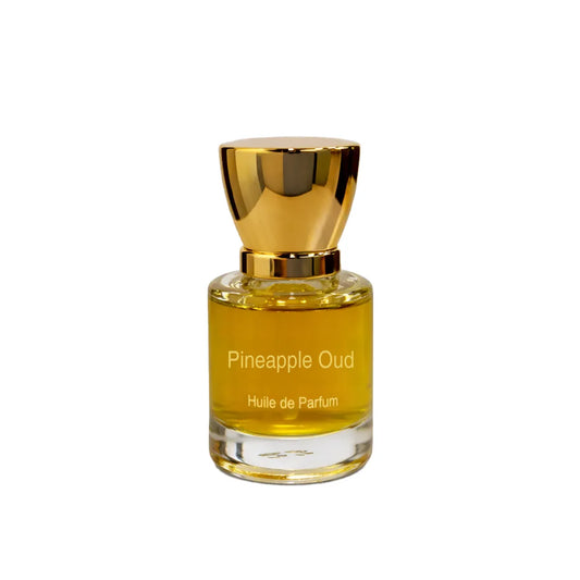 Pineapple Oud perfume bottle with glossy gold cap on clean white background