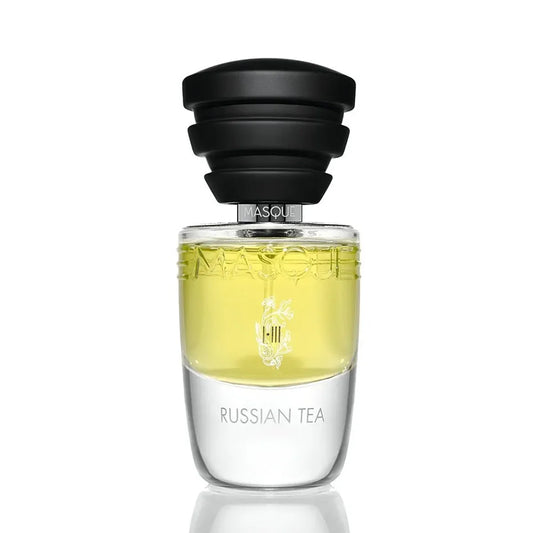 Russian Tea Perfume bottle with a black cap on a white background