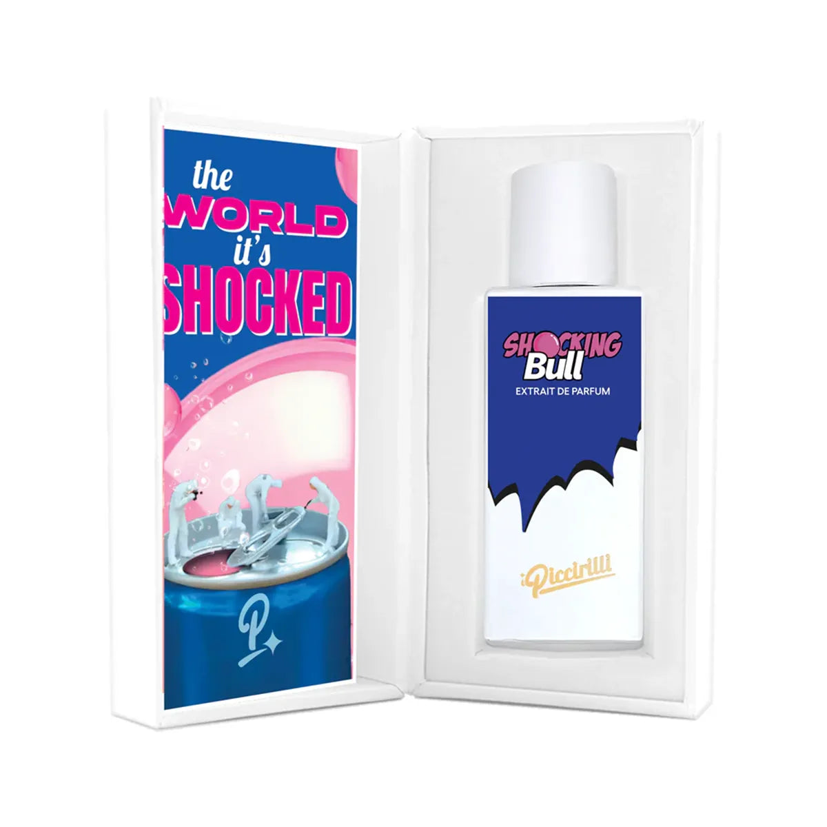 Shocking Bull Extrait de Parfum by iPiccirilli bottle displayed in presentation box with colorful graphic insert