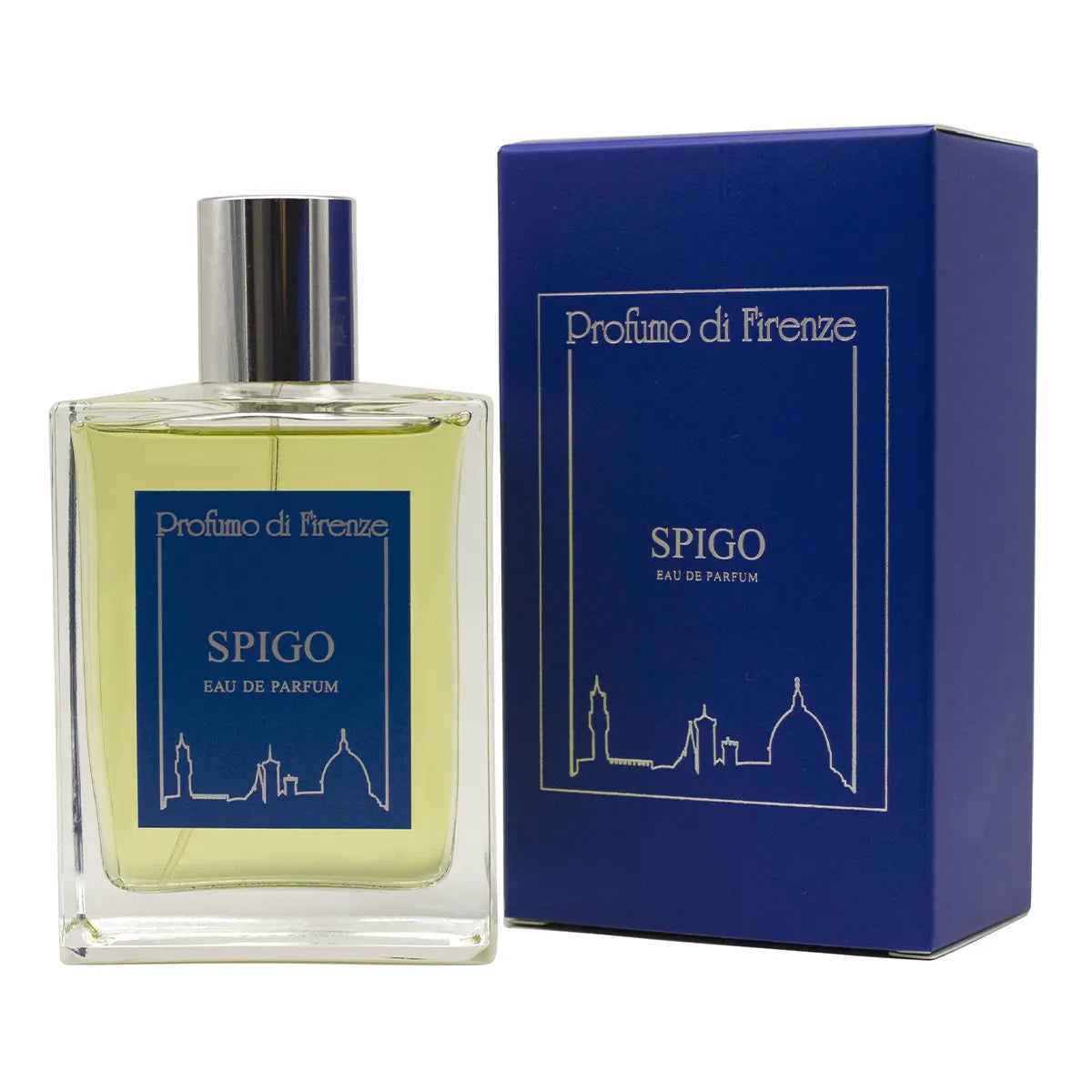 Perfume bottle labeled 'Spigo' by Profumo di Firenze on a white background with blue box