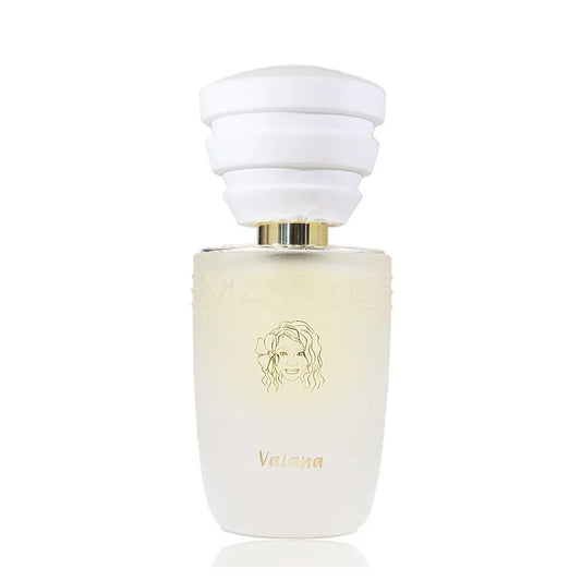 Vaiana Eau de Parfum 35ml by Masque Milano perfume bottle with white body and gold cap