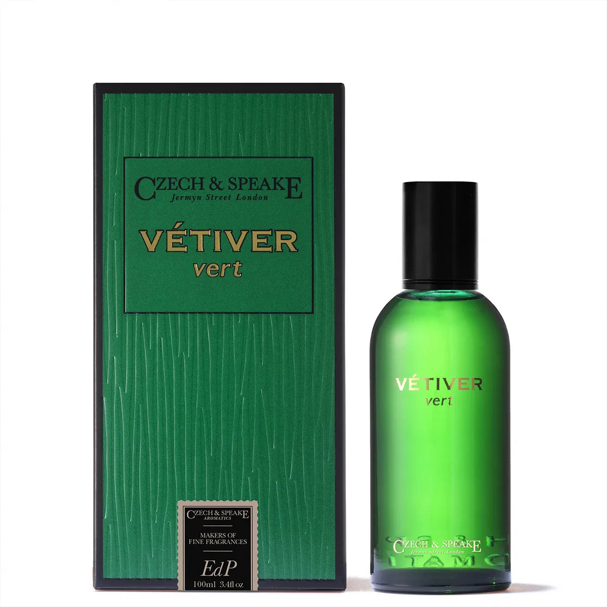 Czech & Speake Vétiver Vert perfume bottle and packaging on a white background