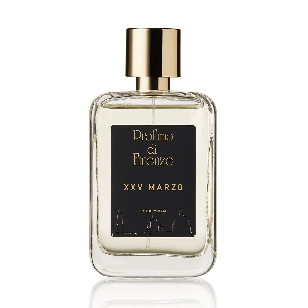 Perfume bottle labeled 'Profumo di Firenze XXV Marzo' on a white background