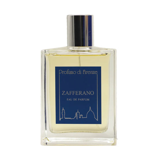 Perfume bottle labeled 'Zafferano' by Profumo di Firenze on a white background