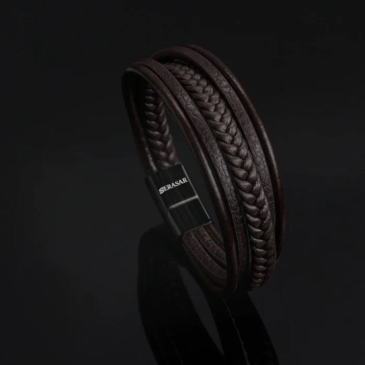 Leather bracelet “Braid” - Brown