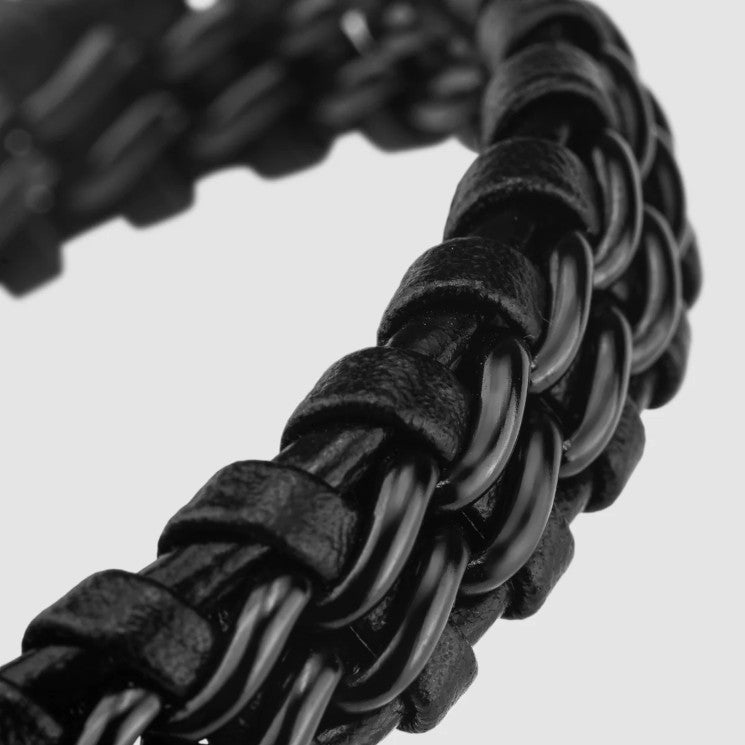 Leather Bracelet "Steel" Black