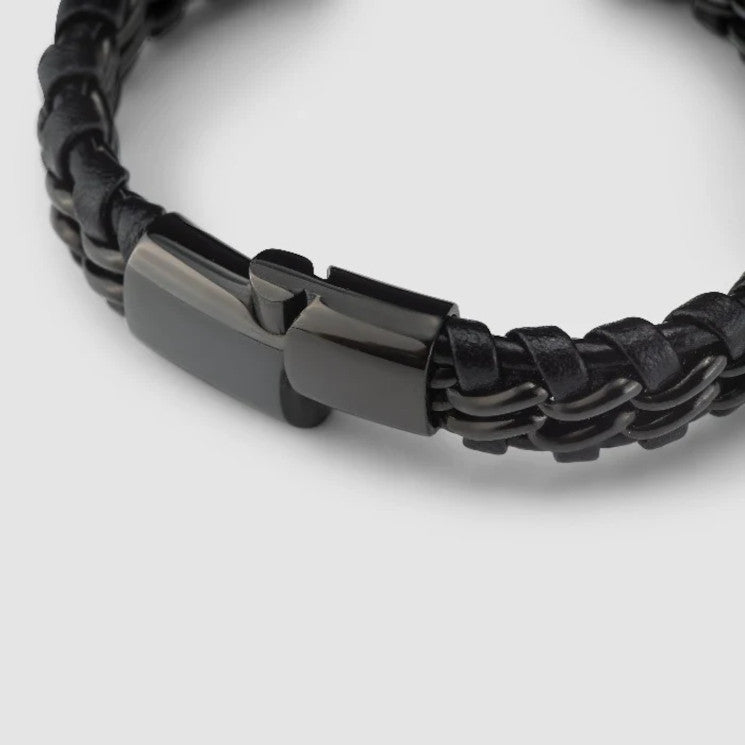 Leather Bracelet "Steel" Black